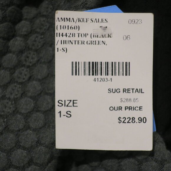 Women Top Amma Black Hunter Green Pullover Turtleneck Quilted Size S NWT - Picture 7 of 7